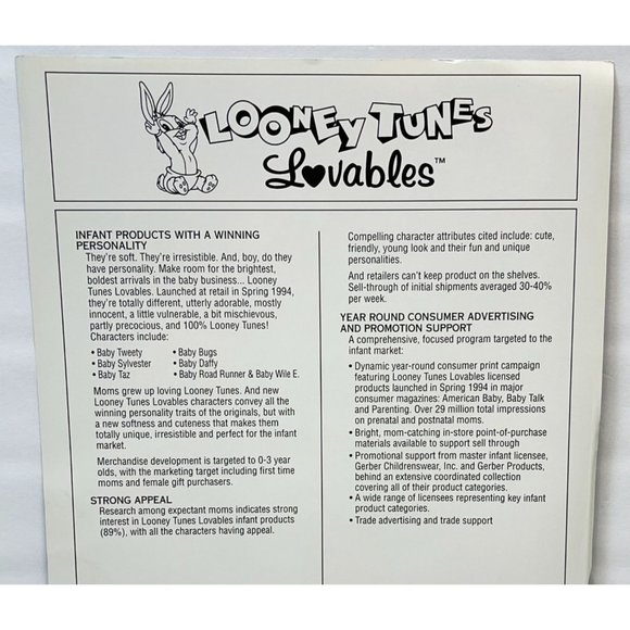 Looney Tunes Lovables Warner Brothers Consumer Products Advertising Sheet Promo - Picture 6 of 7